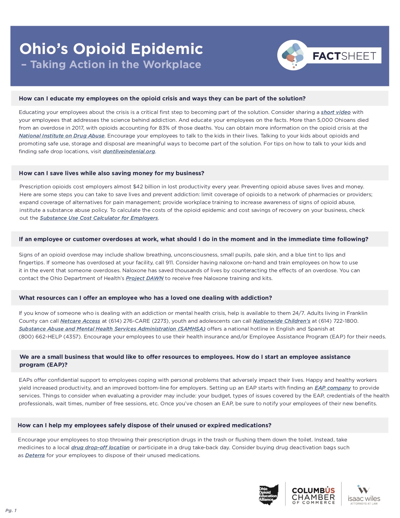 Workplace Opioid Use Fact Sheet